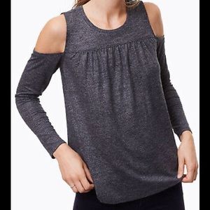 Loft Shimmer Shimmer Cold-Shoulder Top
